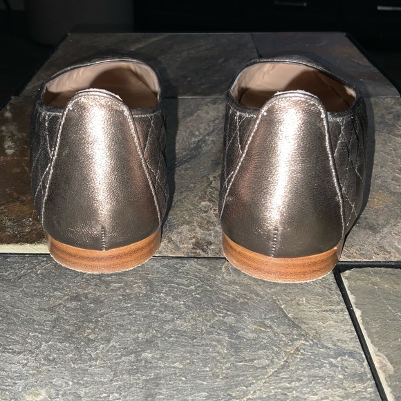 EUC MANOLO BLAHNIK PEWTER QUILTED LEATHER BALLET FLATS SIZE 37 1/2 - Picture 5 of 11